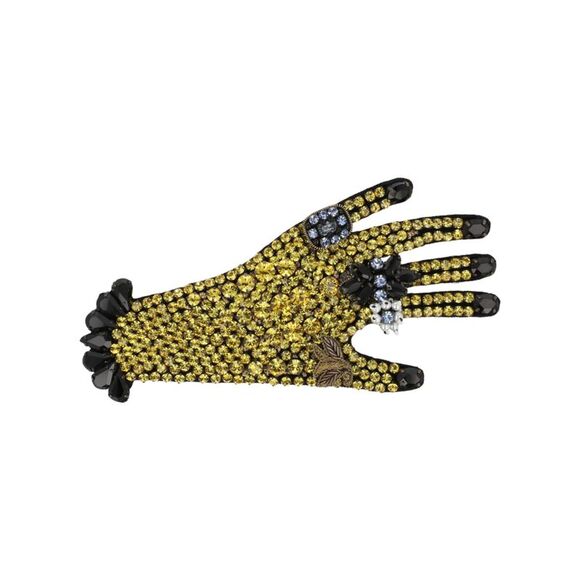 Crystal-Embellished Hand Brooch - Picture 1 of 3